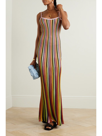Zimmermann Alight striped metallic ribbed-knit maxi dress