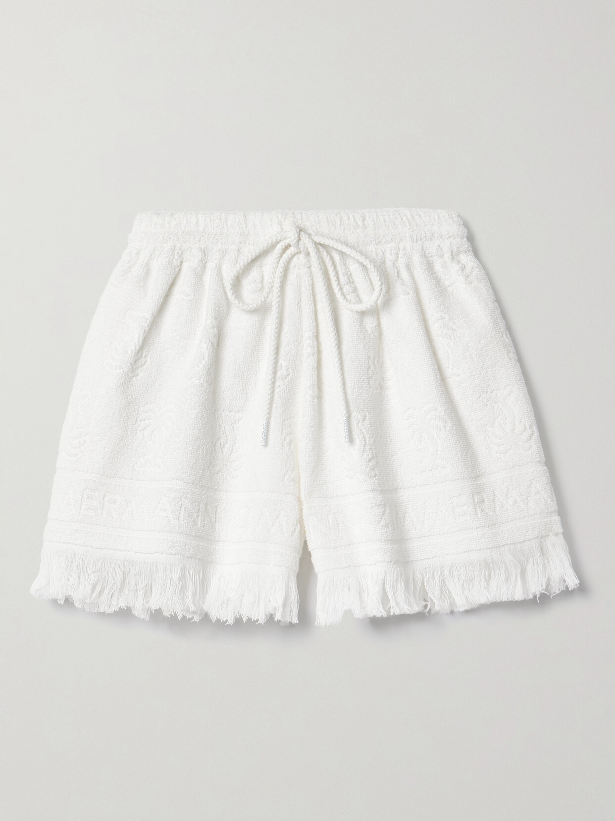 Zimmermann - Alight Fringed Cotton-terry Jacquard Shorts - Ivory