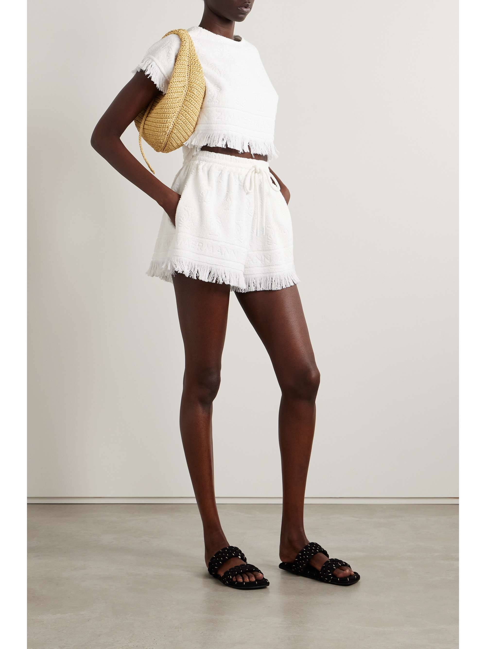 ZIMMERMANN Alight fringed cotton-terry jacquard shorts | NET-A-PORTER