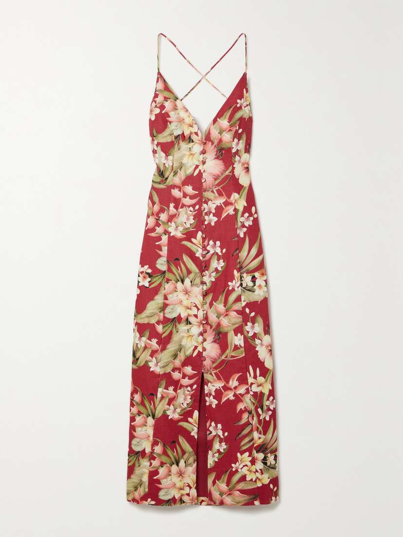 Zimmermann + Net Sustain Lexi Floral-print Linen Midi Dress