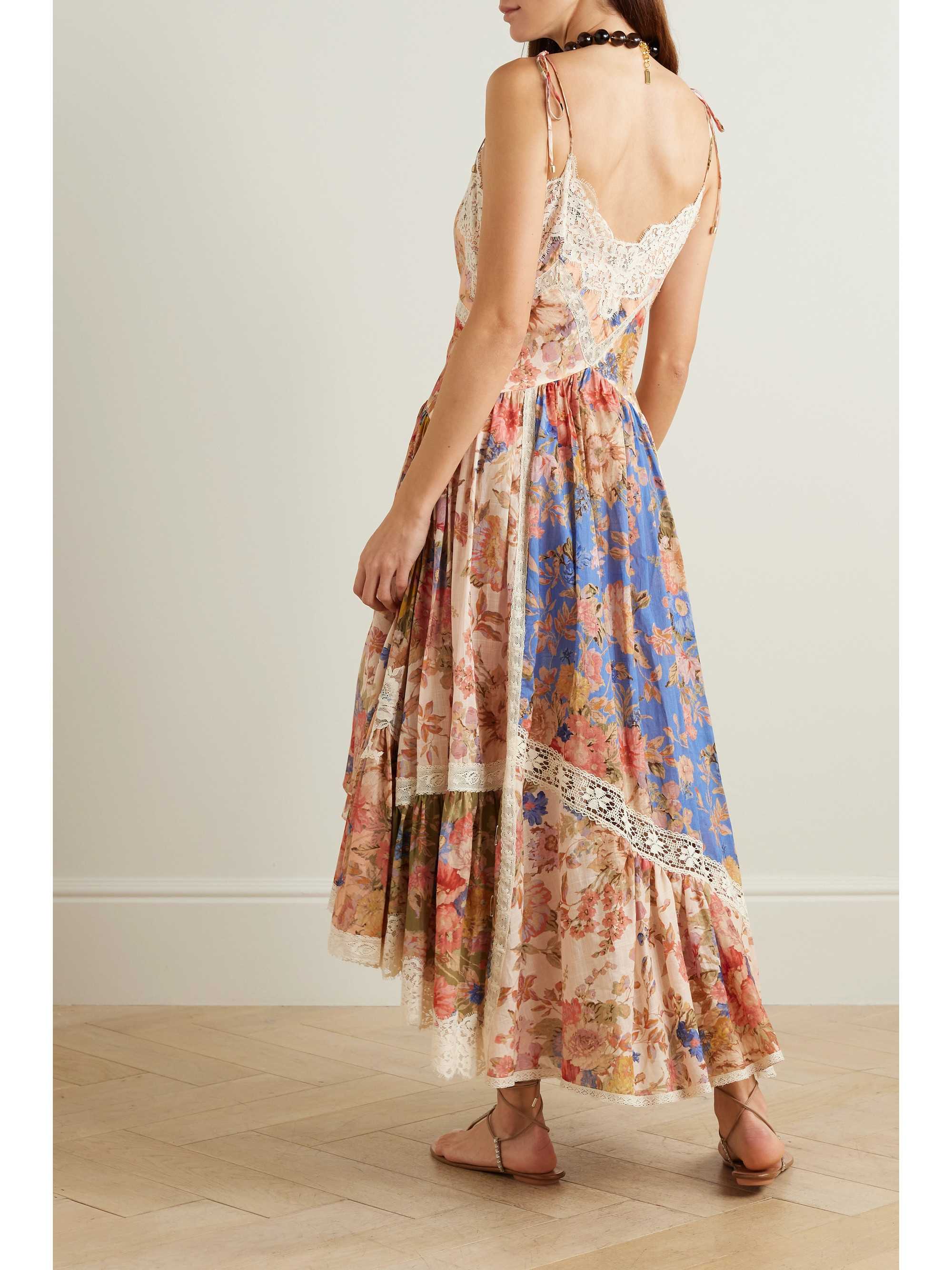 Zimmermann August asymmetric lace-trimmed paisley-print silk midi dress thumbnail