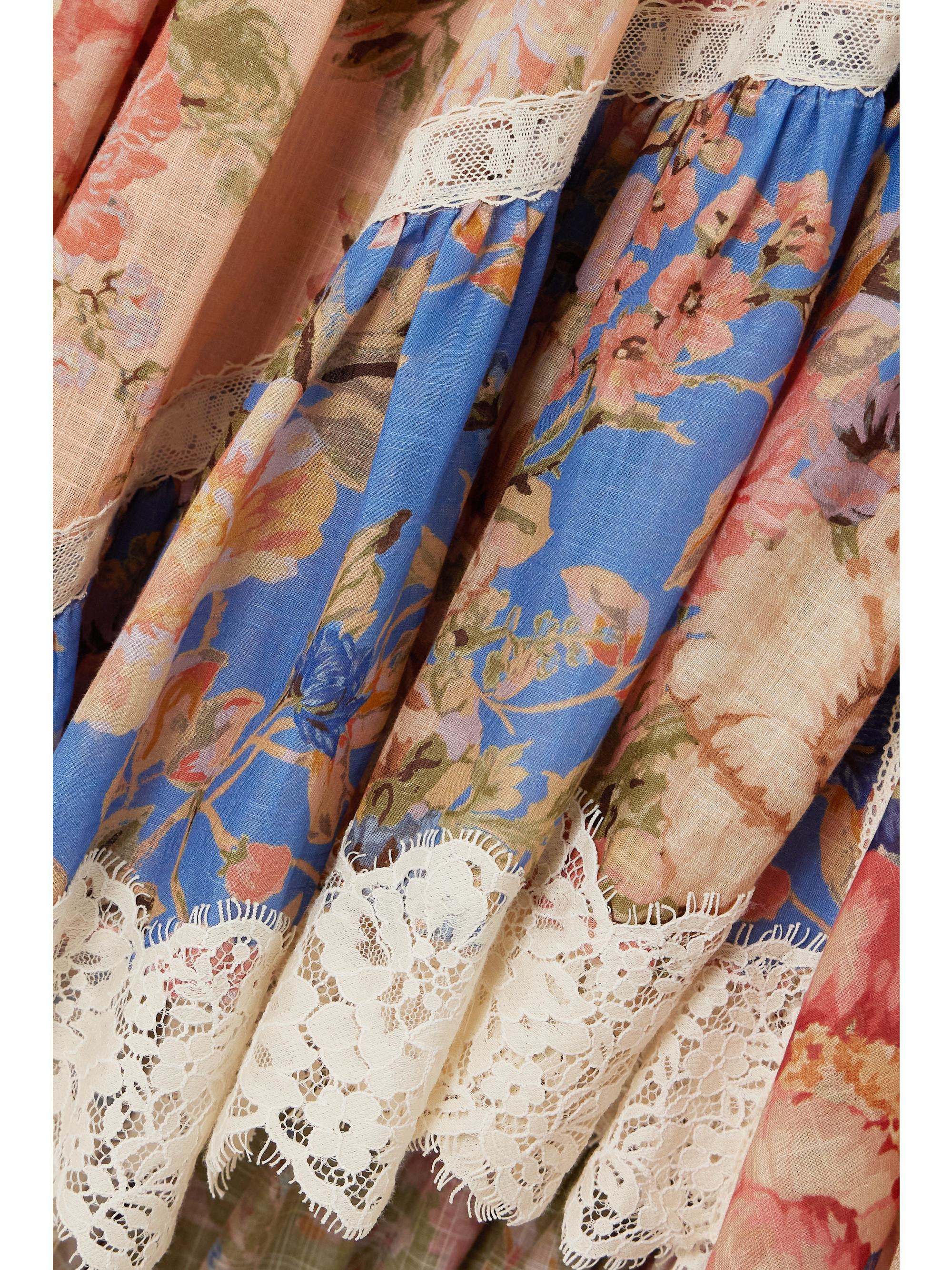 Zimmermann August asymmetric lace-trimmed paisley-print silk midi dress thumbnail