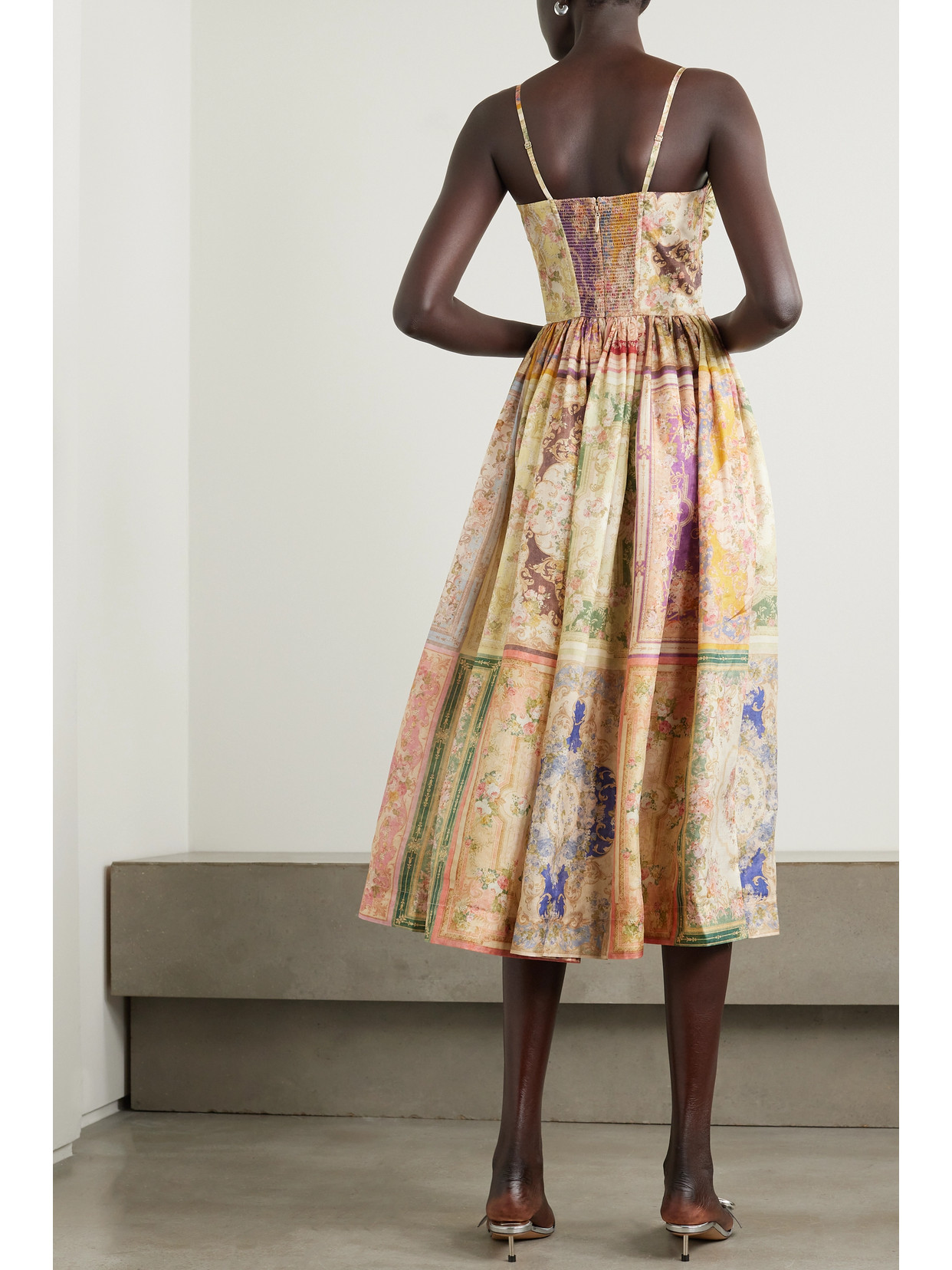 Zimmermann August Strapless Midi Dress In Multi