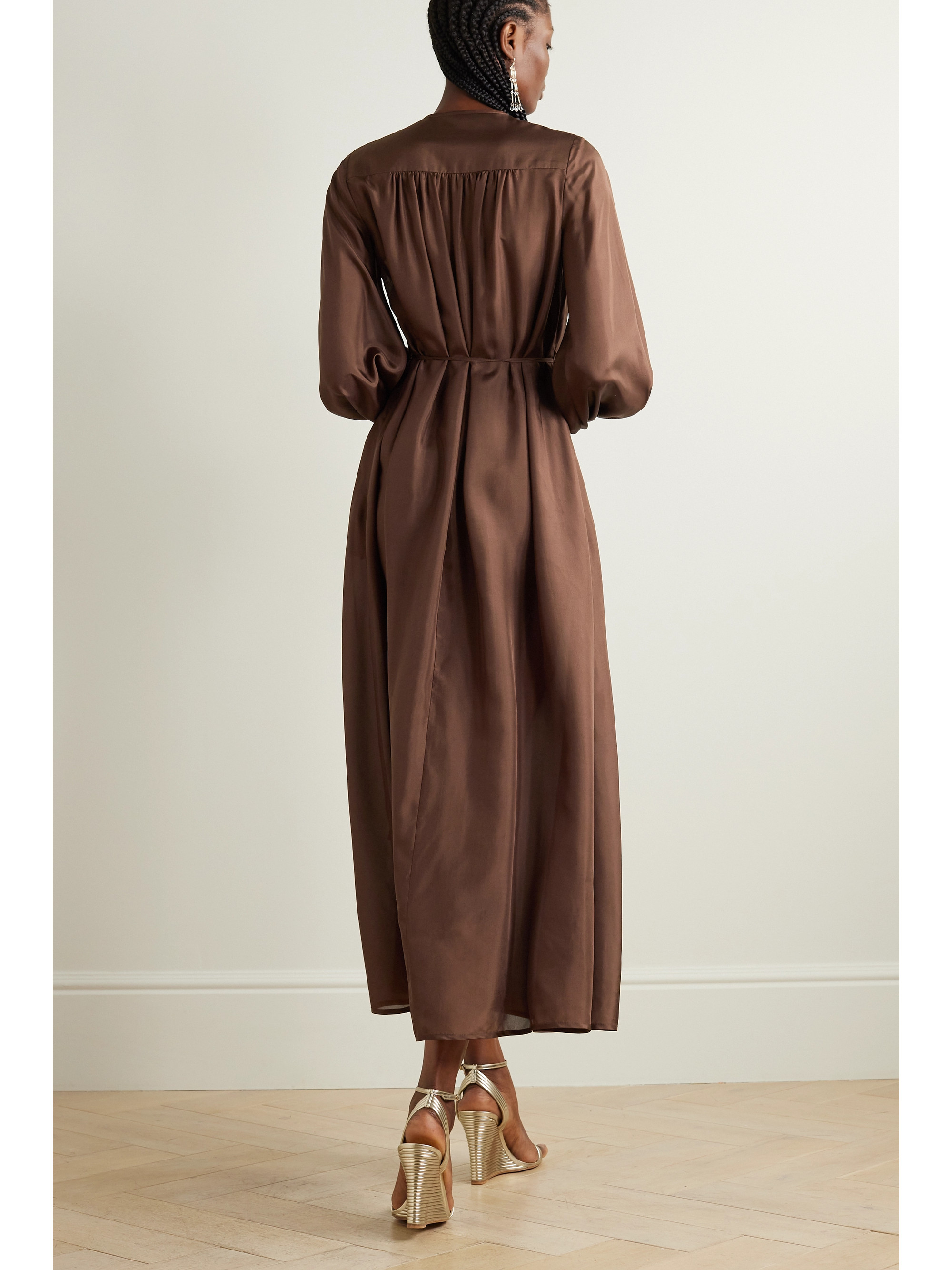 Zimmermann + NET SUSTAIN August belted organic silk midi dress thumbnail