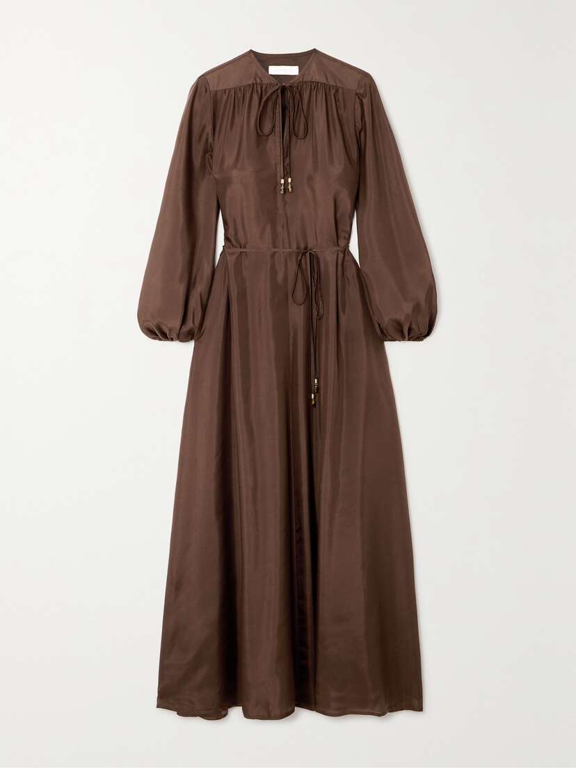 Zimmermann + Net Sustain August Belted Organic Silk Midi Dress