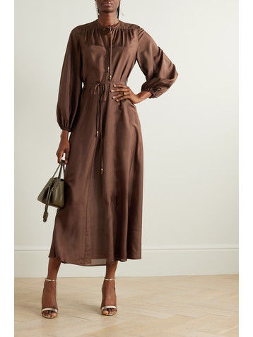 Zimmermann + NET SUSTAIN August belted organic silk midi dress