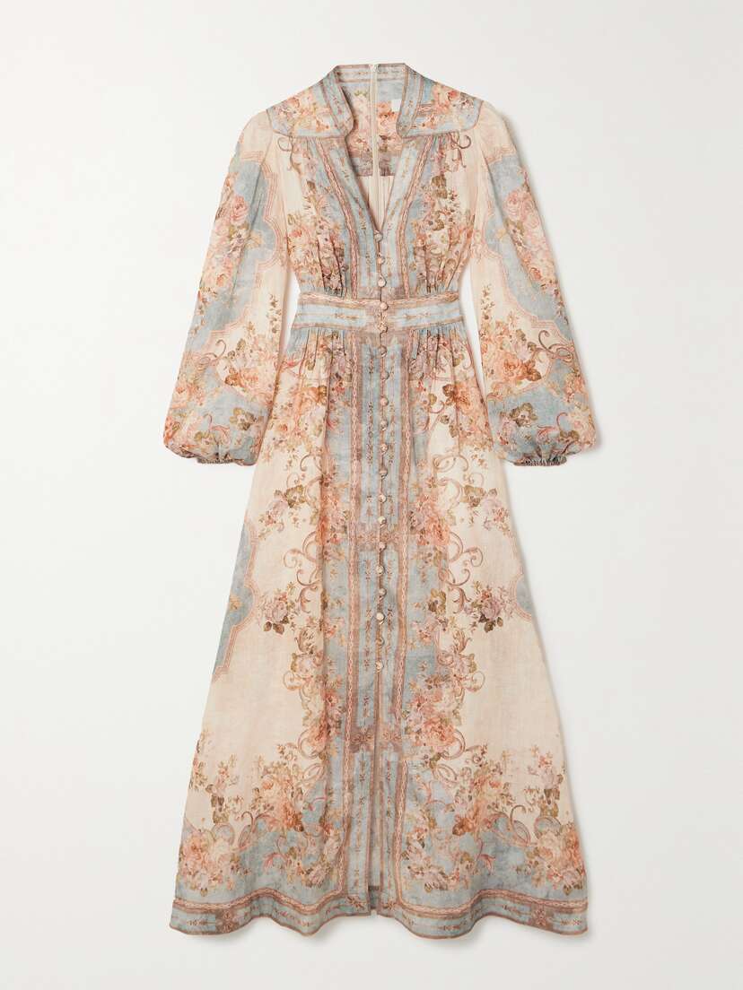 Zimmermann + Net Sustain August Floral-print Linen Midi Dress