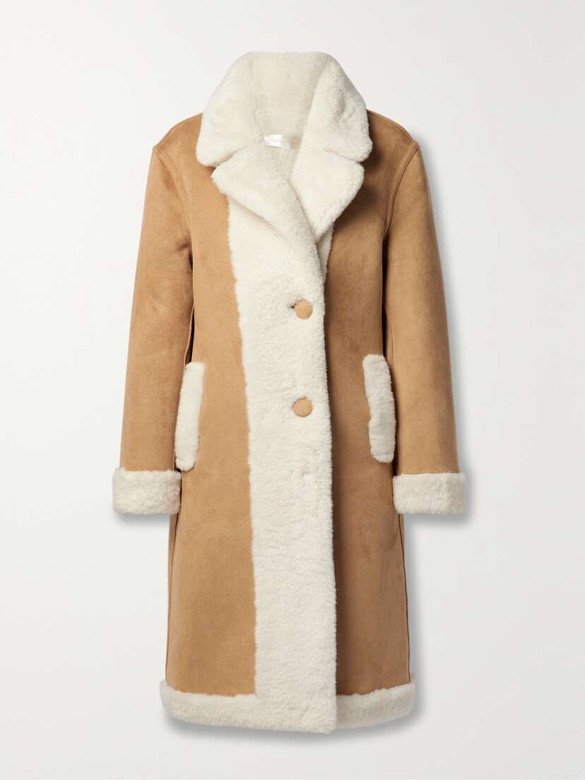 LoveShackFancy Arlington Paneled Faux Shearling Coat