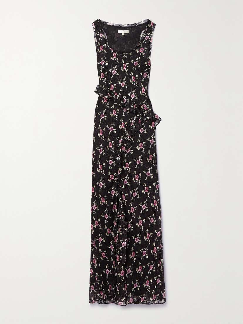 LoveShackFancy Thisbe Ruffled Printed Devoré-chiffon Maxi Dress