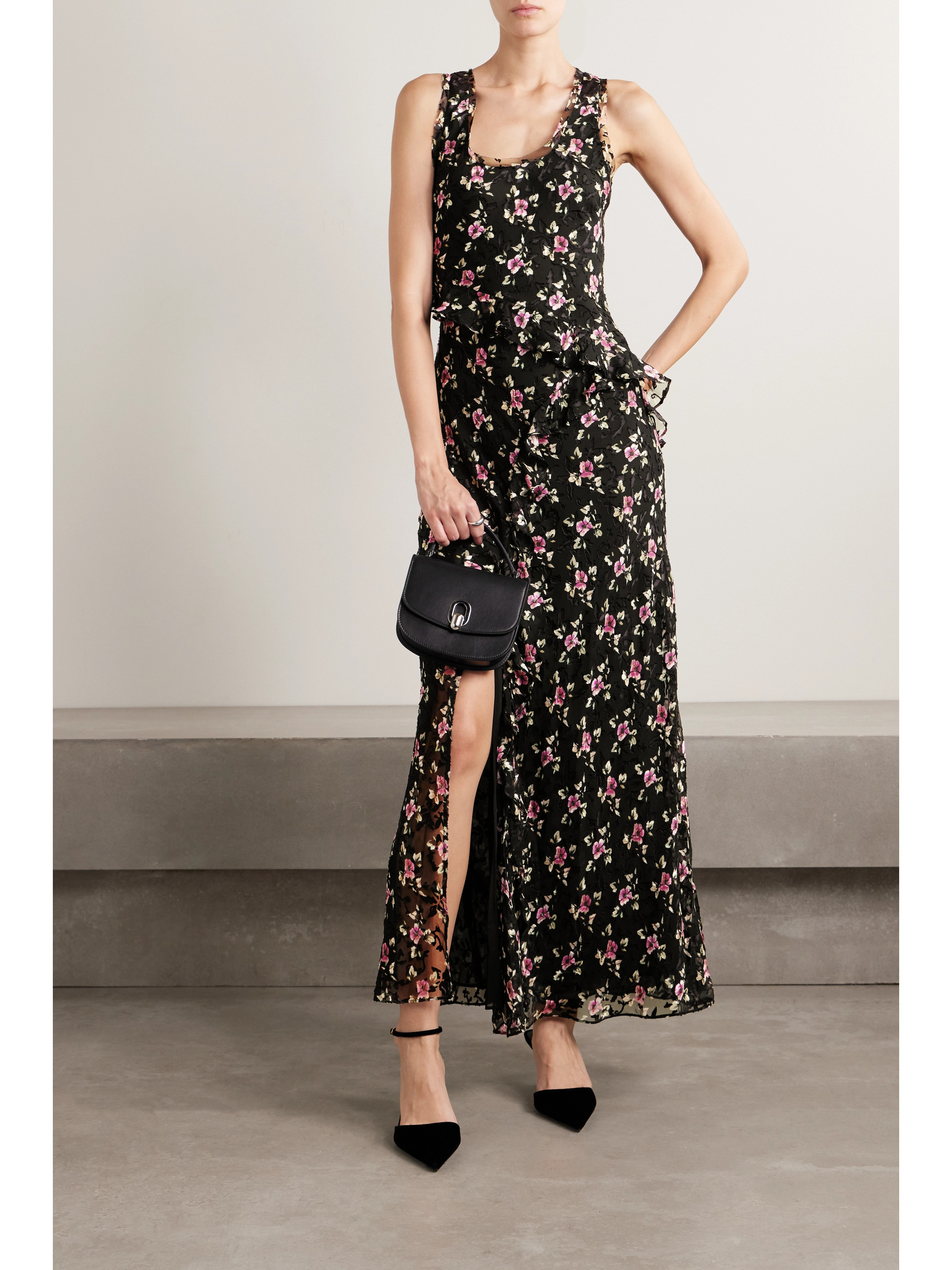 LoveShackFancy Thisbe ruffled printed devoré-chiffon maxi dress