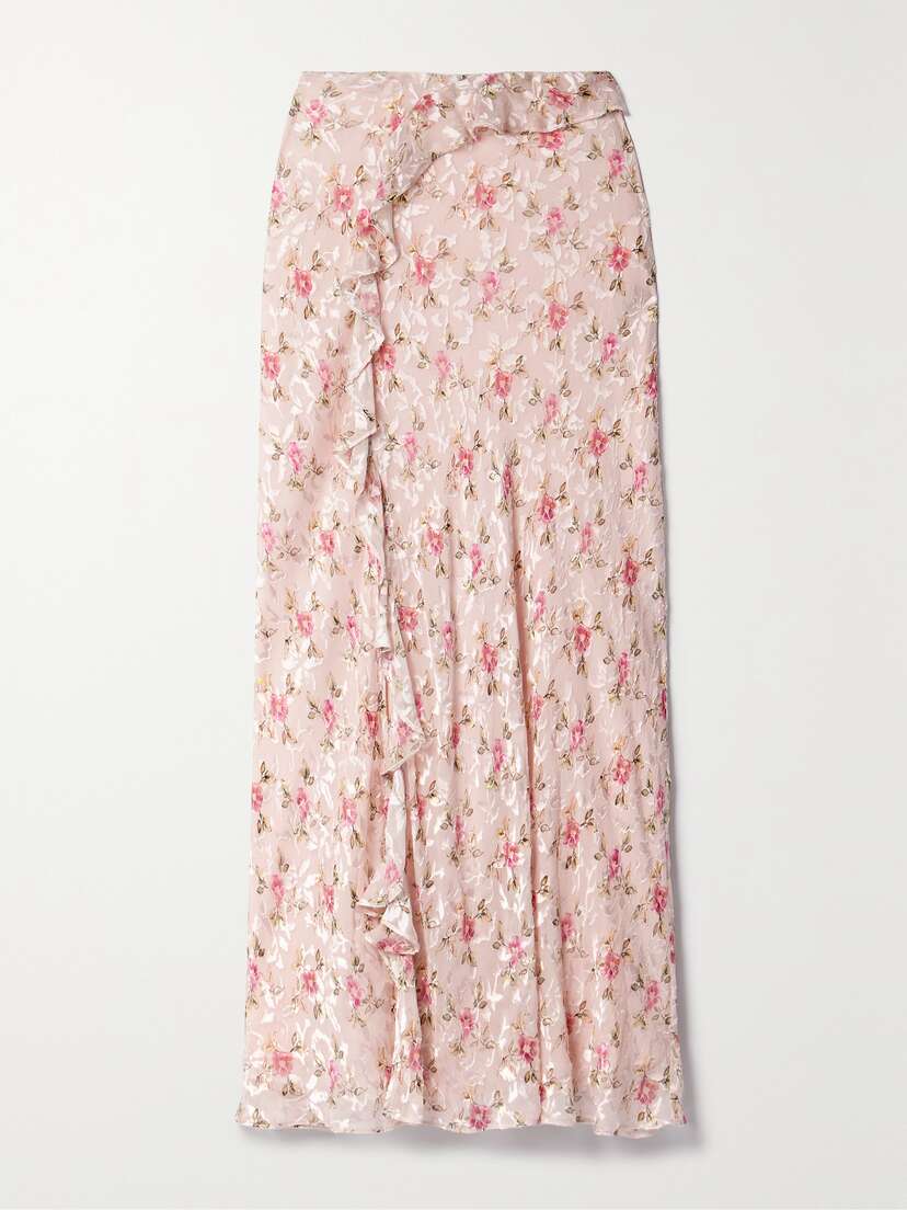 LoveShackFancy Sumi Floral-print Fil Coupé Chiffon Maxi Skirt