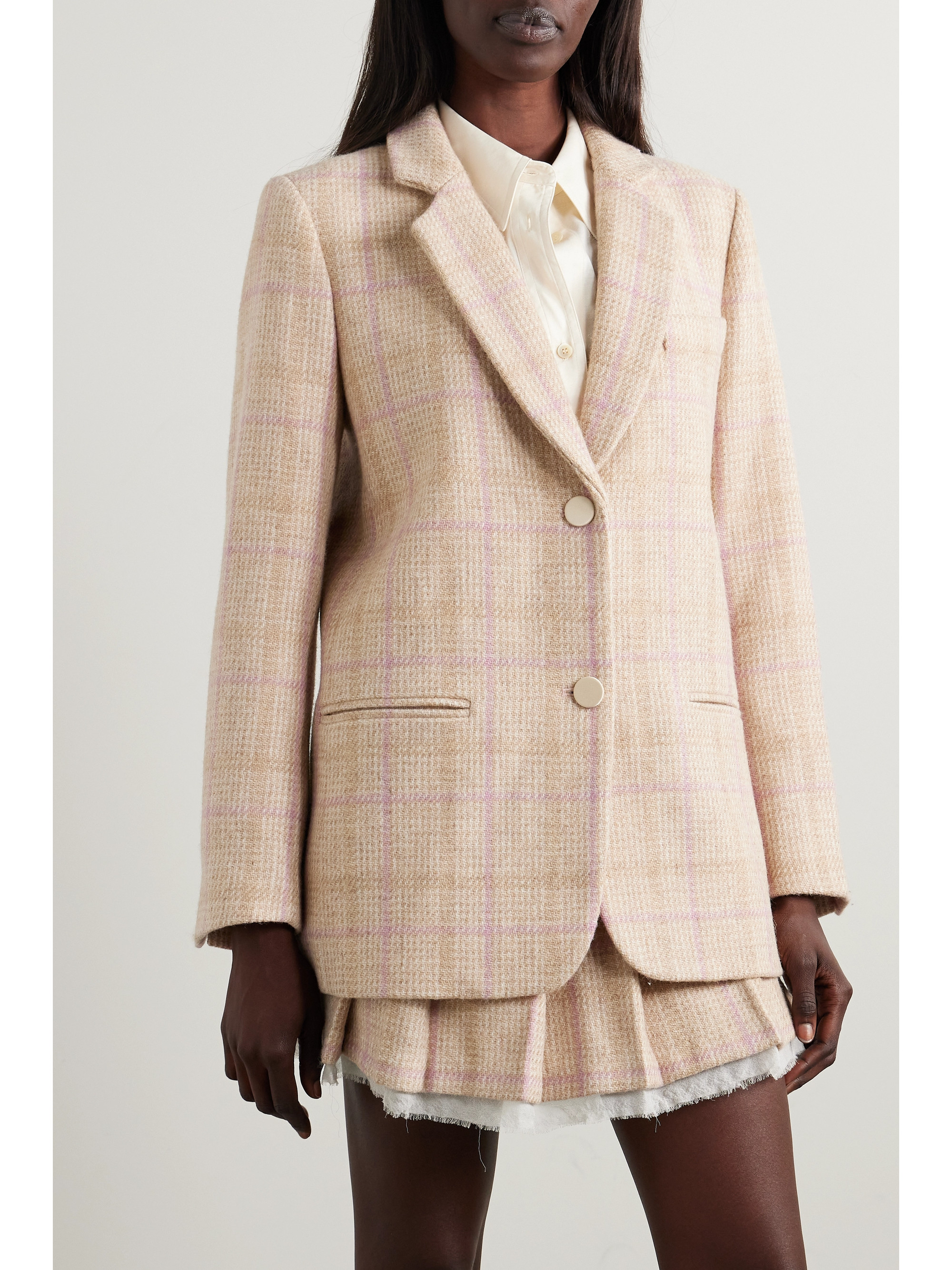 LoveShackFancy Denzel checked houndstooth wool blazer