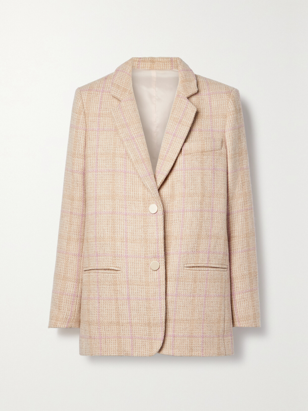 LoveShackFancy - Denzel Checked Houndstooth Wool Blazer - Pink