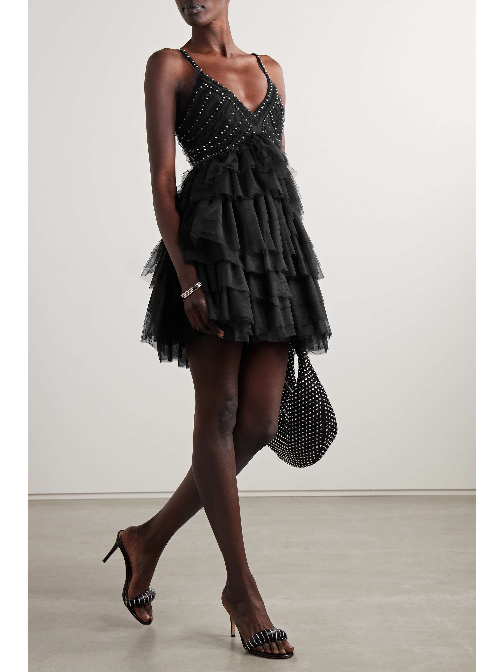 LOVESHACKFANCY Jude embellished ruffled tulle mini dress | NET-A-PORTER