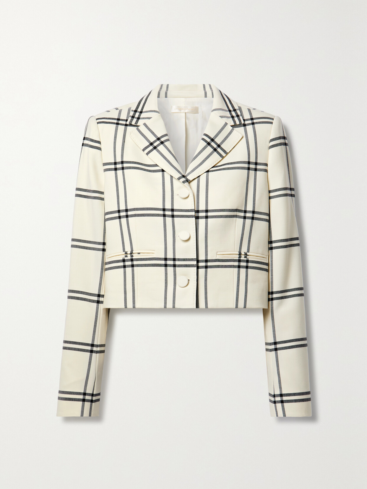 Shop Loveshackfancy Marlene Cropped Checked Twill Blazer In White