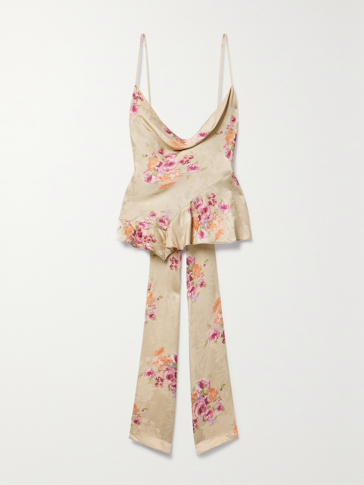 Loveshackfancy Valetta Ruffled Floral-print Satin-jacquard Camisole In Multi