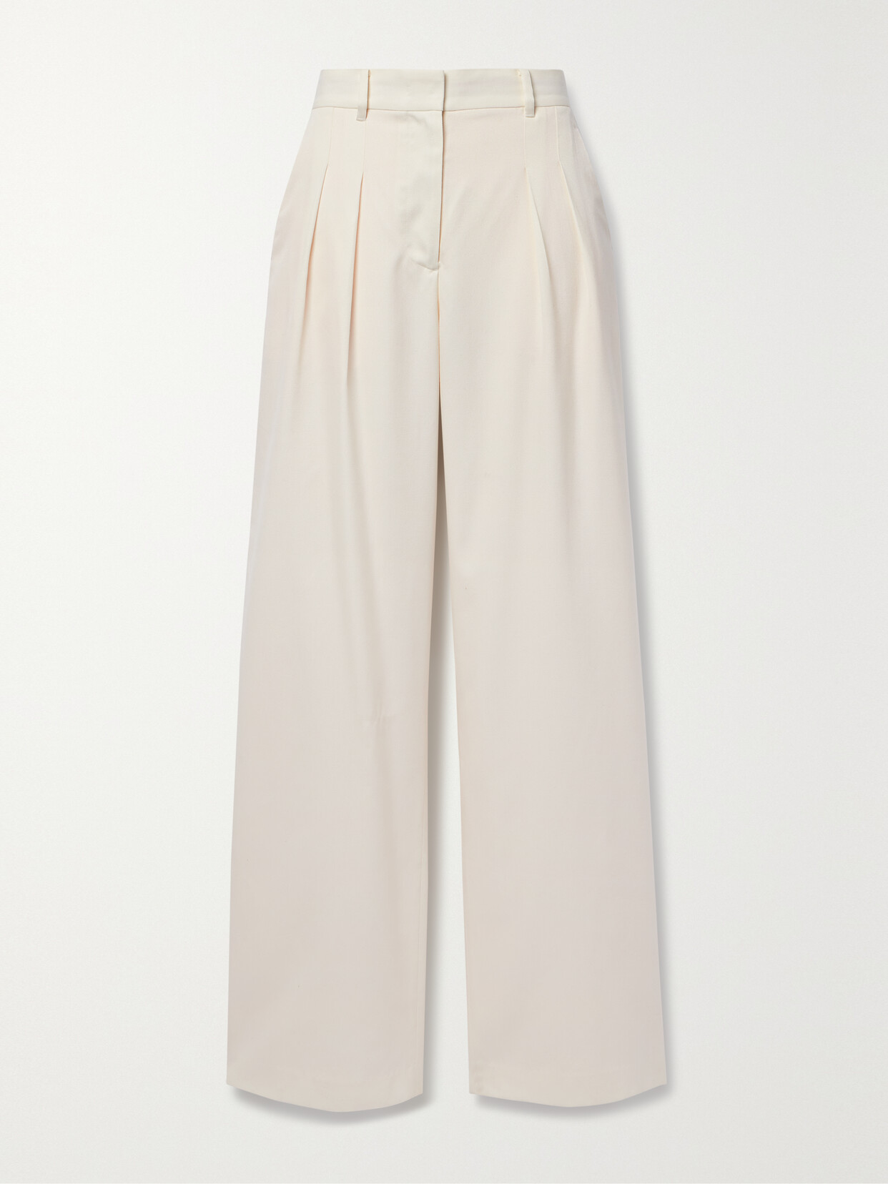 LoveShackFancy - Adams Pleated Wool-blend Twill Wide-leg Pants - White