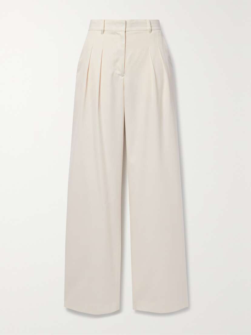 LoveShackFancy Adams Pleated Wool-blend Twill Wide-leg Pants