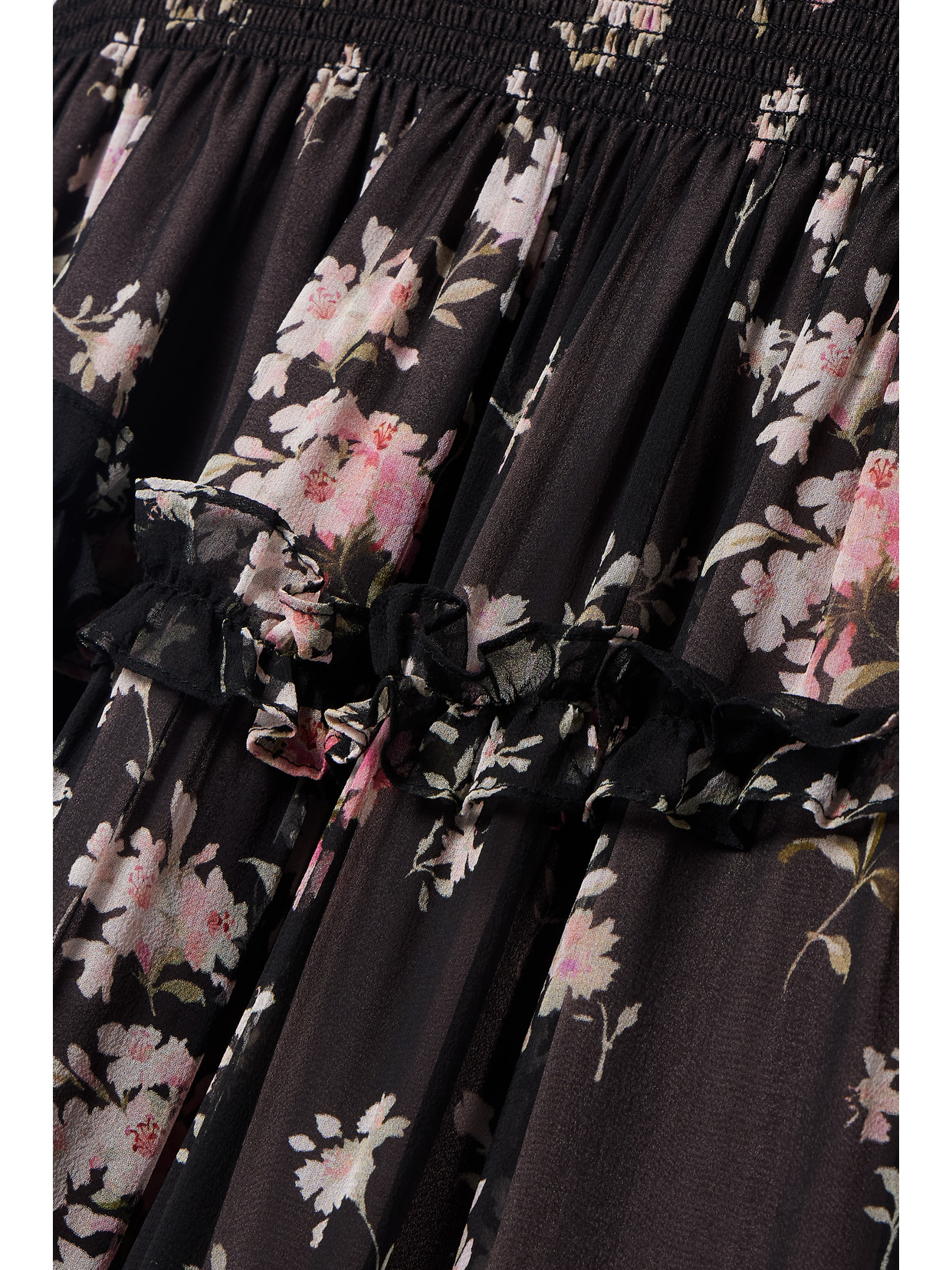 Shop Loveshackfancy Kailo Wrap-effect Floral-print Silk-chiffon Midi Dress In Black