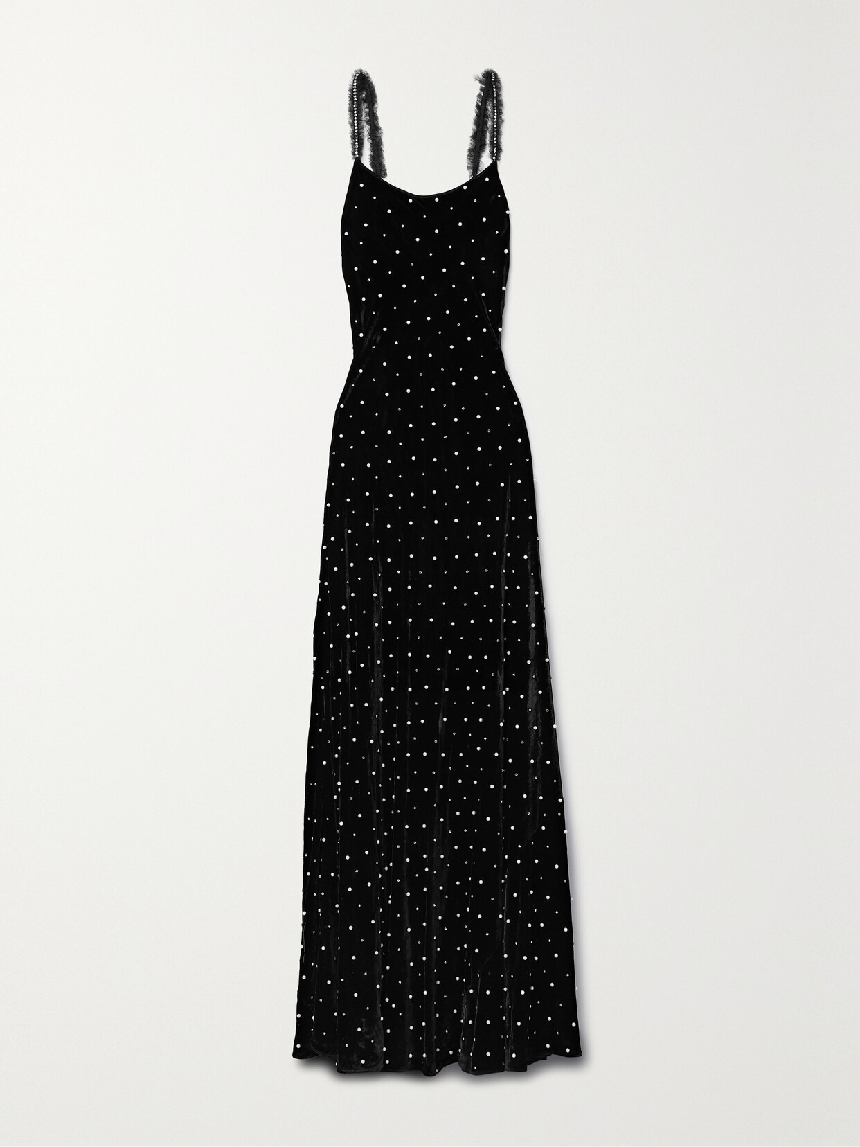 Shop Loveshackfancy Aspen Lace-trimmed Embellished Velvet Maxi Dress In Black