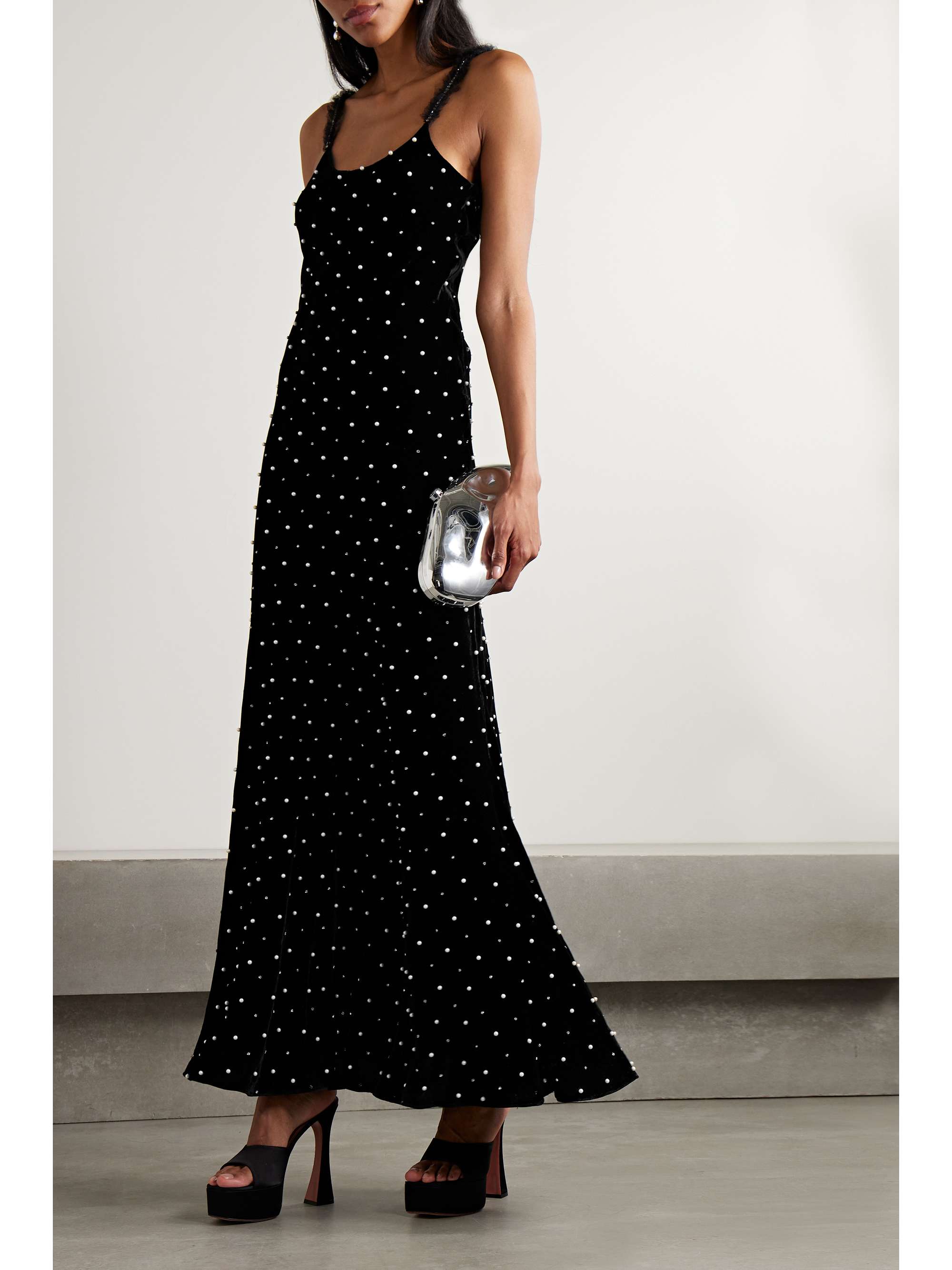 LOVESHACKFANCY Aspen lace-trimmed embellished velvet maxi dress | NET-A ...