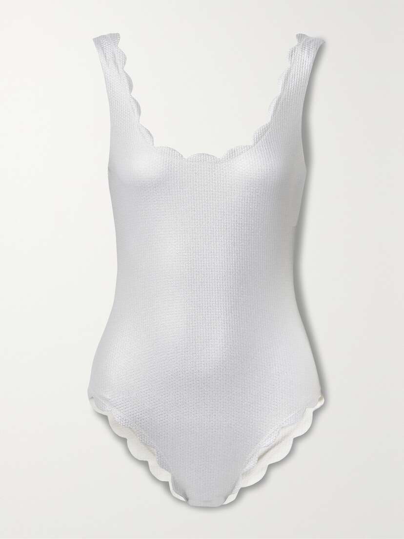 Marysia Palm Springs Reversible Scalloped Metallic Seersucker Swimsuit