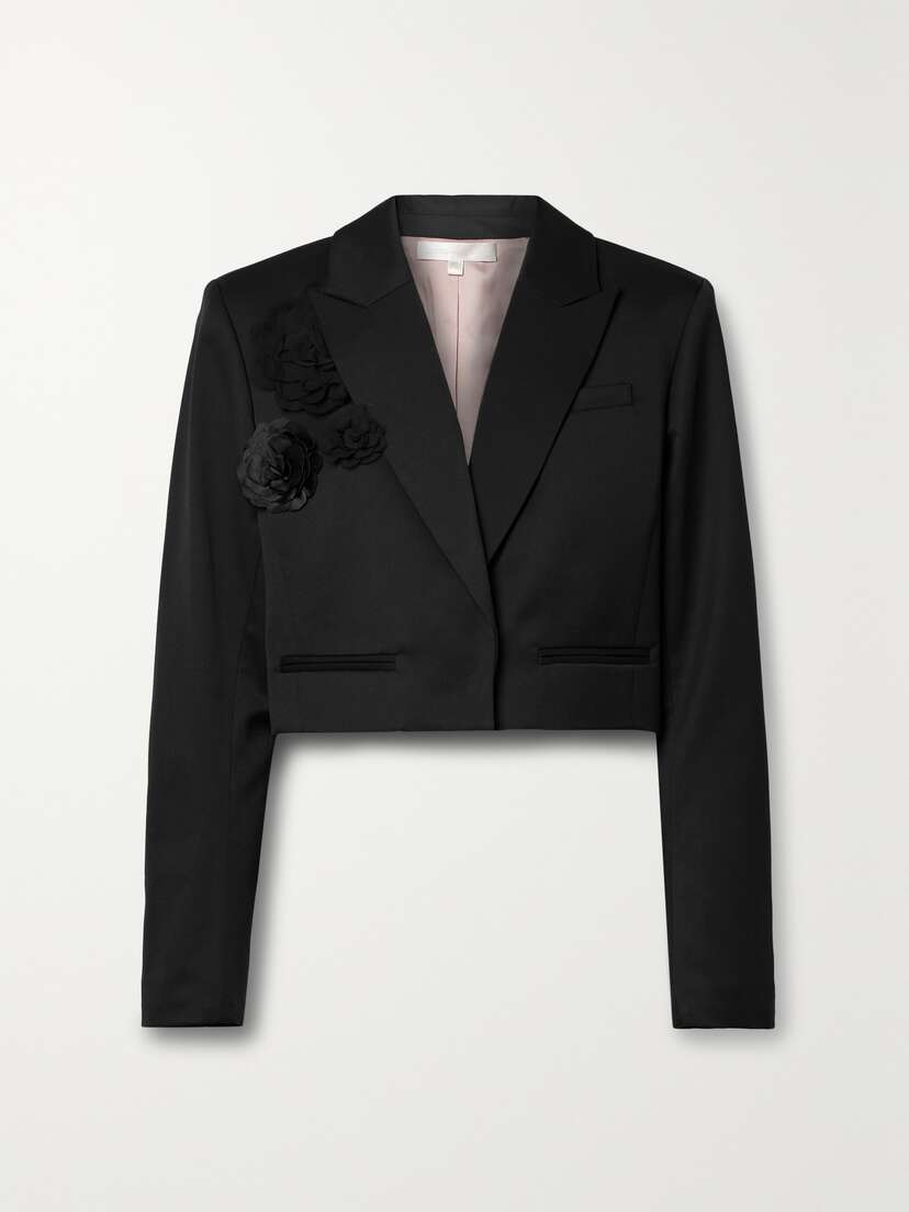 LoveShackFancy Cardelio Cropped Appliquéd Twill Blazer