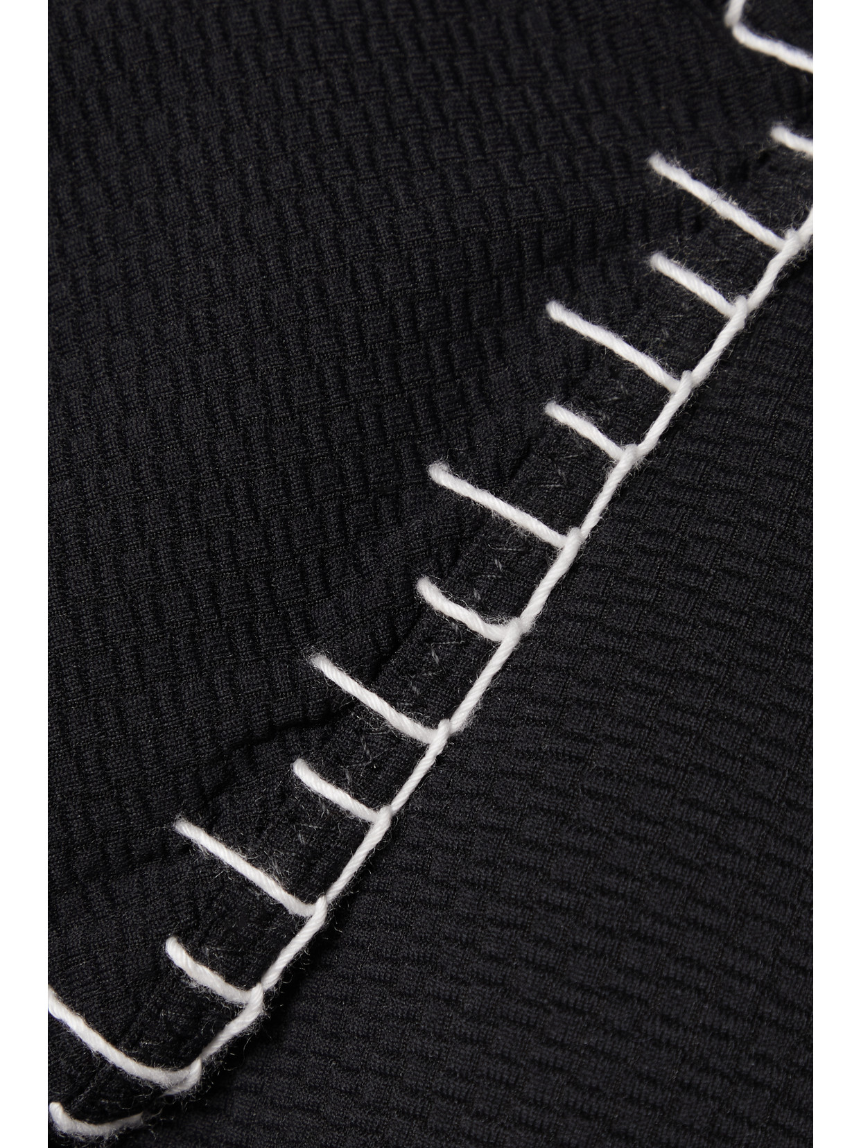 Marysia Sole Embroidered Seersucker Triangle Halterneck Bikini Top In Black