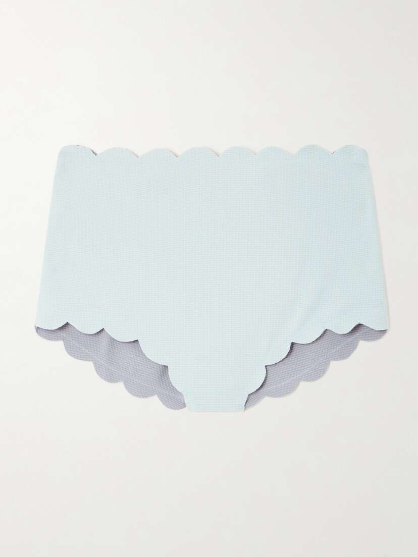 Marysia Santa Monica Reversible Scalloped Printed Seersucker Bikini Briefs - xx large