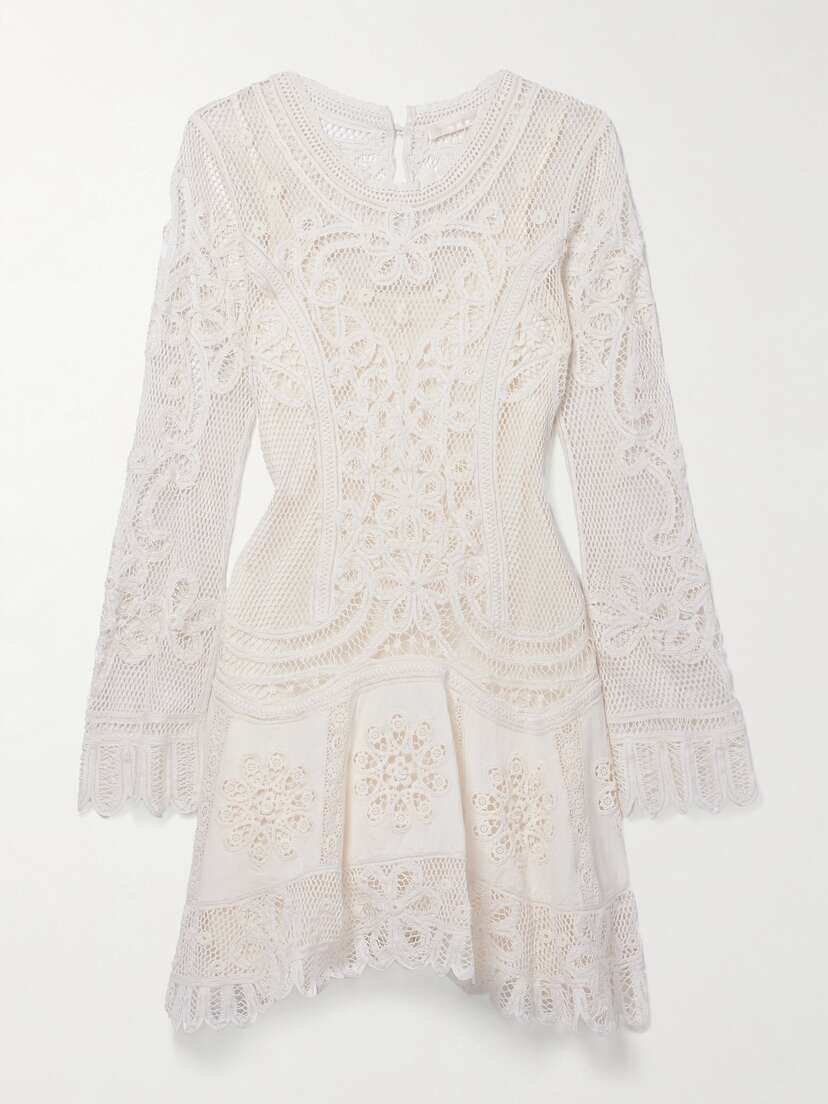 LoveShackFancy Lulita Crocheted Cotton-blend Mini Dress