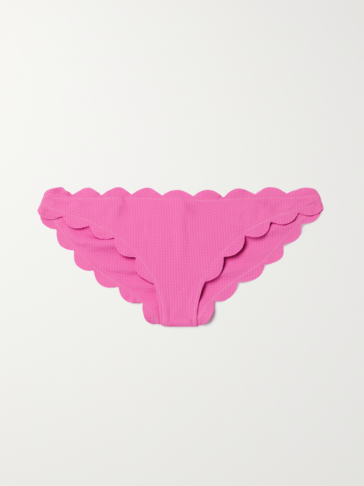 Marysia - Antibes Scalloped Seersucker Bikini Briefs - Pink