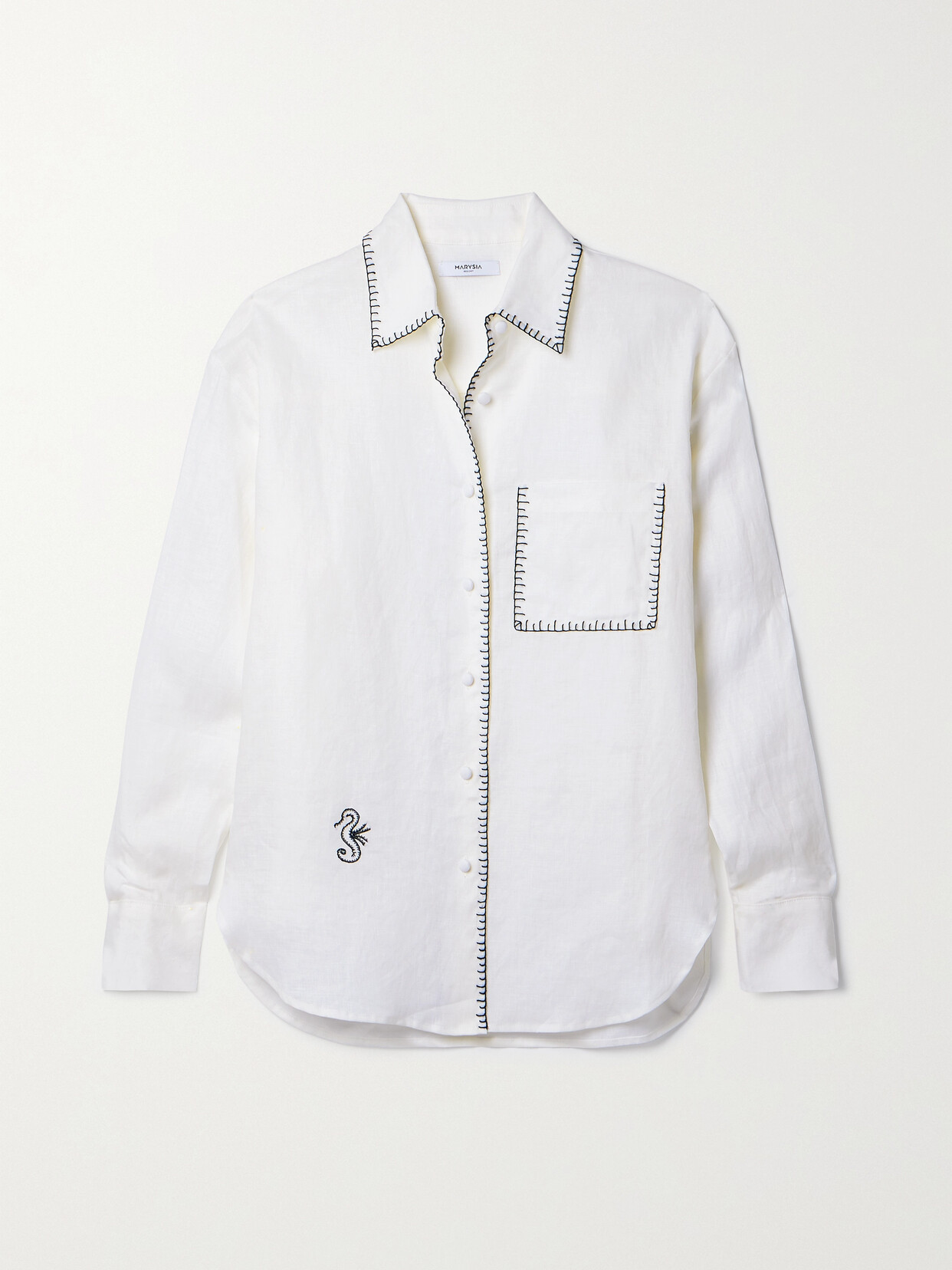 Marysia - Wegner Embroidered Linen Shirt - White