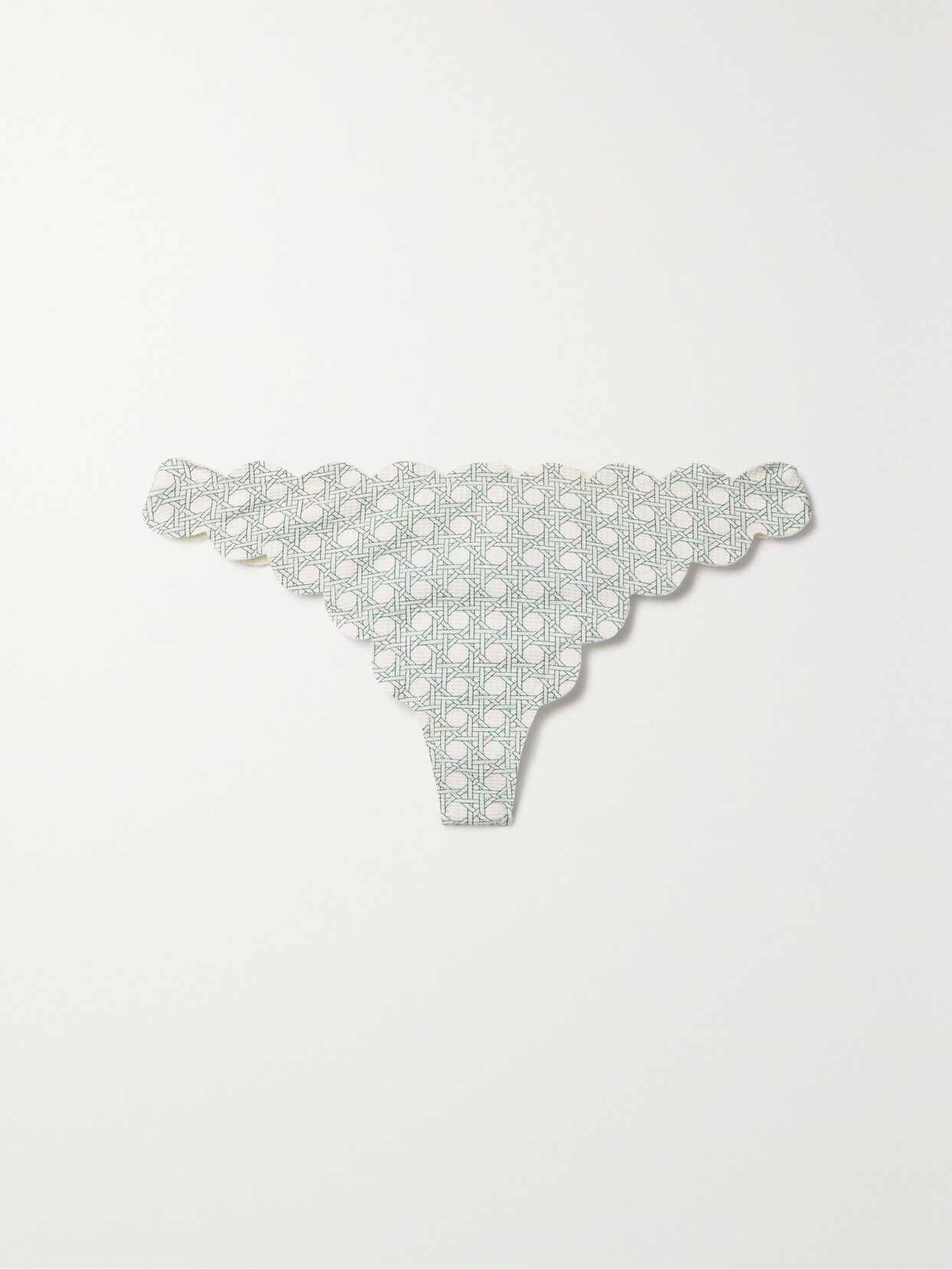 Marysia North Reversible Scalloped Printed Seersucker Bikini Briefs - White