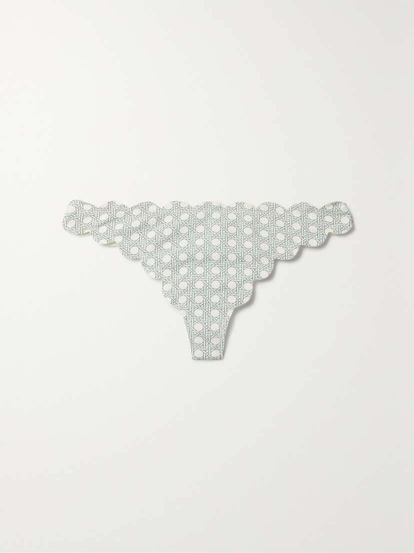 Marysia North Reversible Scalloped Printed Seersucker Bikini Briefs