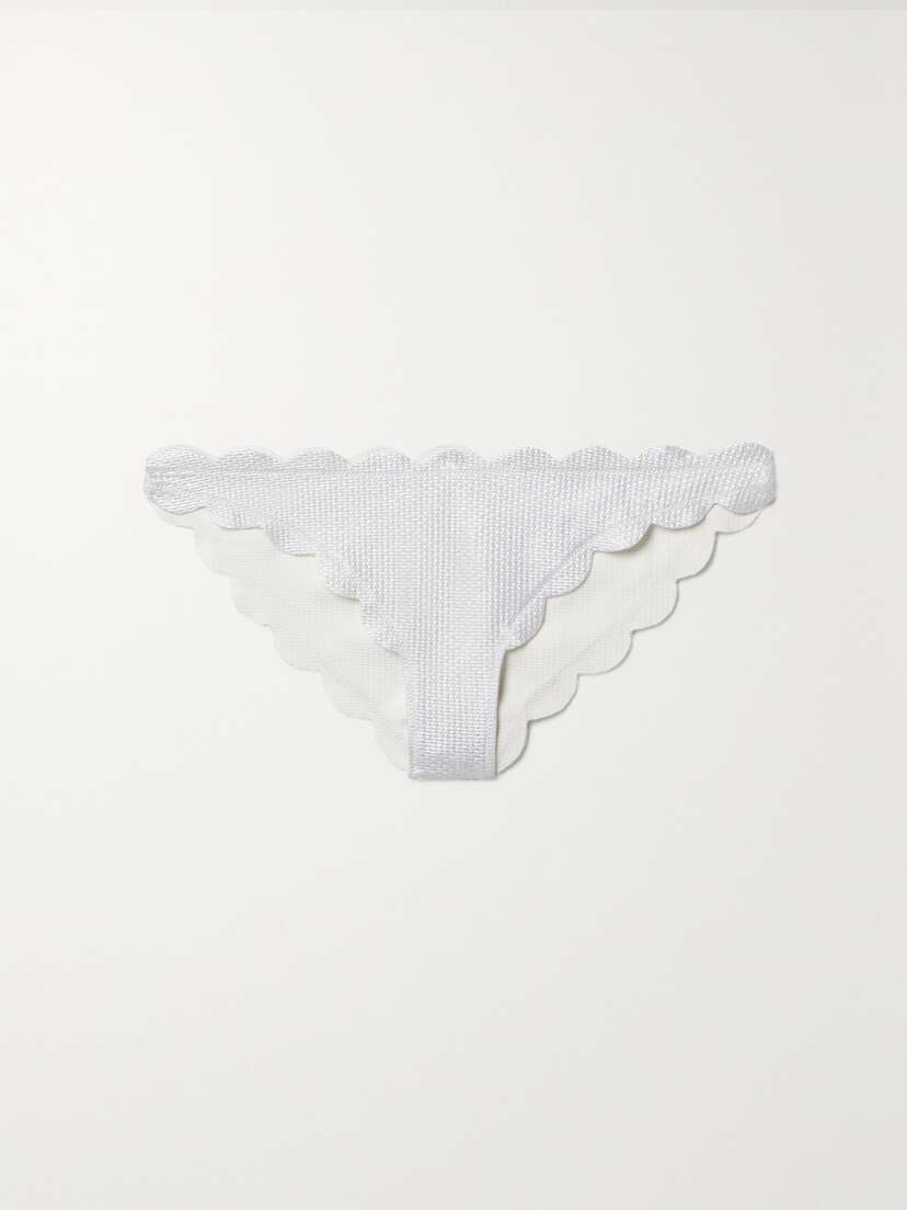 Marysia Antibes Reversible Scalloped Metallic Seersucker Bikini Briefs