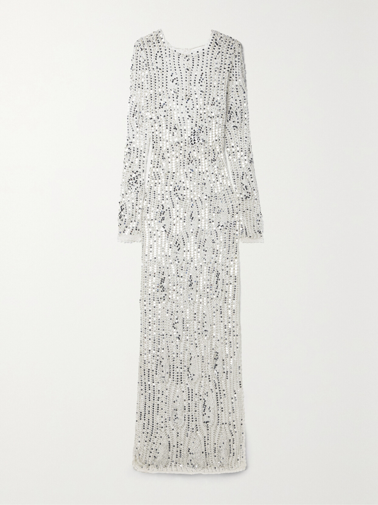 Retrofête Cherri Open-back Sequin-embellished Crocheted Maxi Dress - White