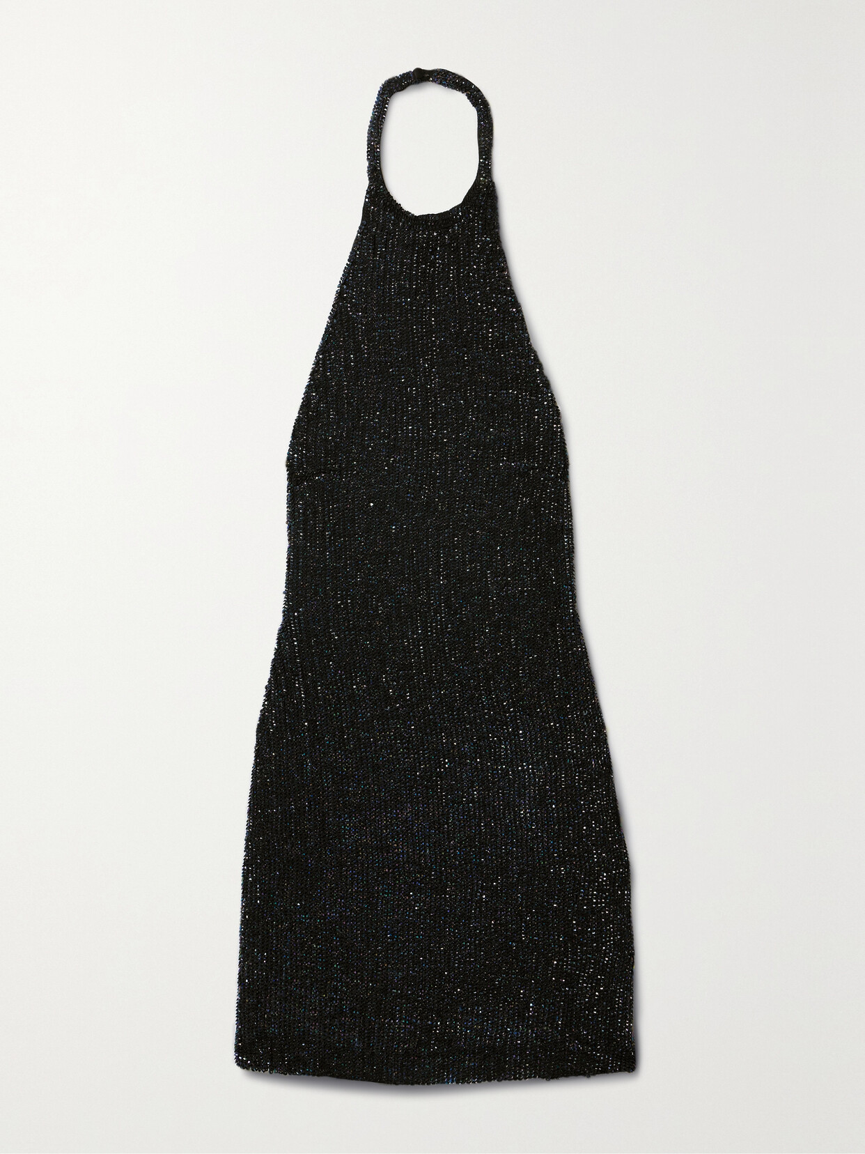 Retroféte Alexis Halterneck Sequined Chiffon Mini Dress In Oil Black