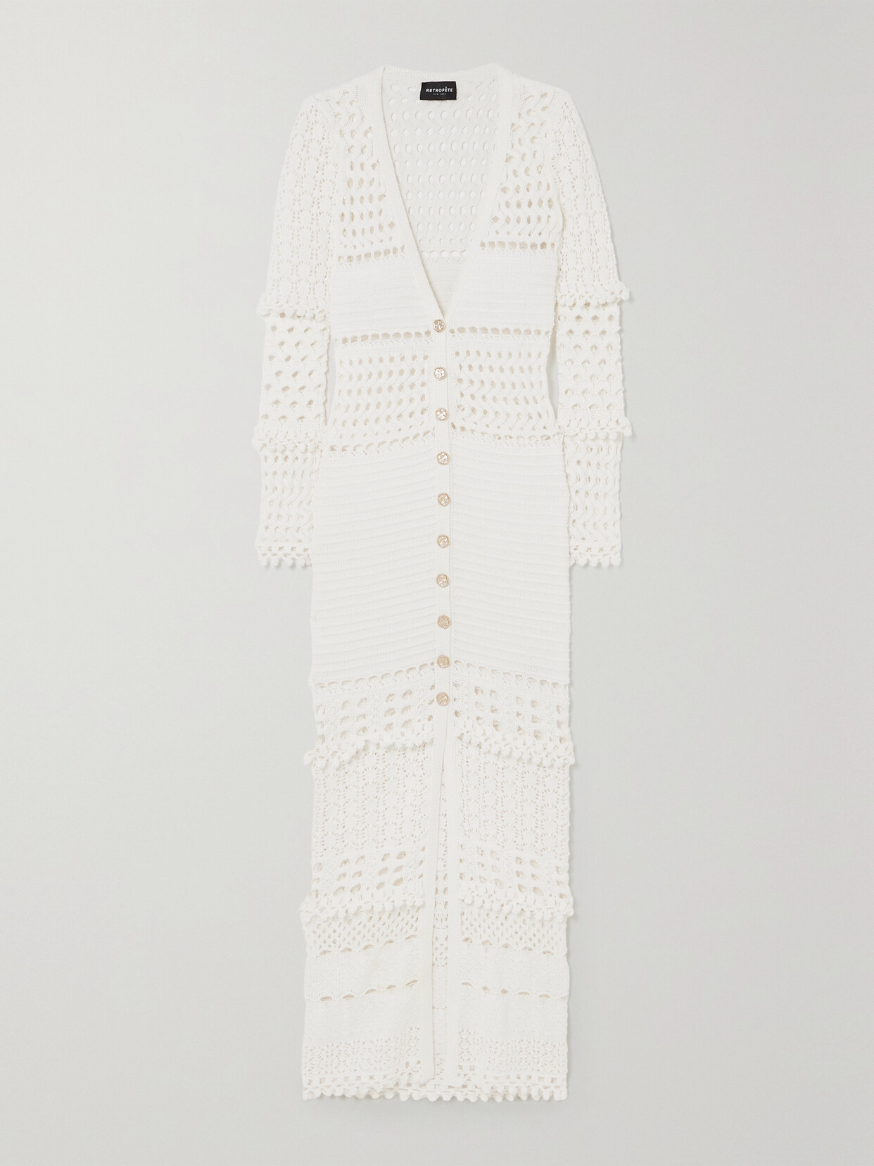Retrofête Alaia Iridescent Crochet-knit Cardigan - White