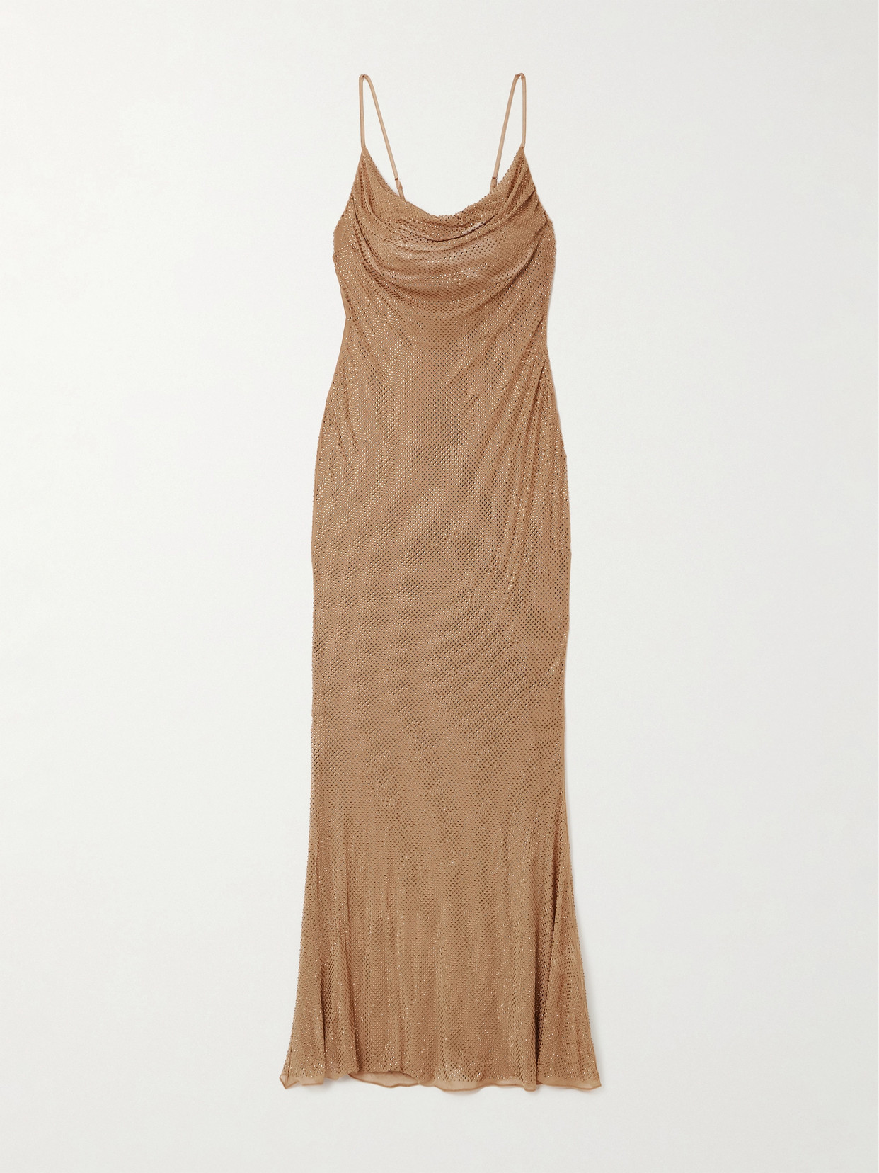 Shop Retroféte Shilo Crystal-embellished Mesh Dress In Neutrals