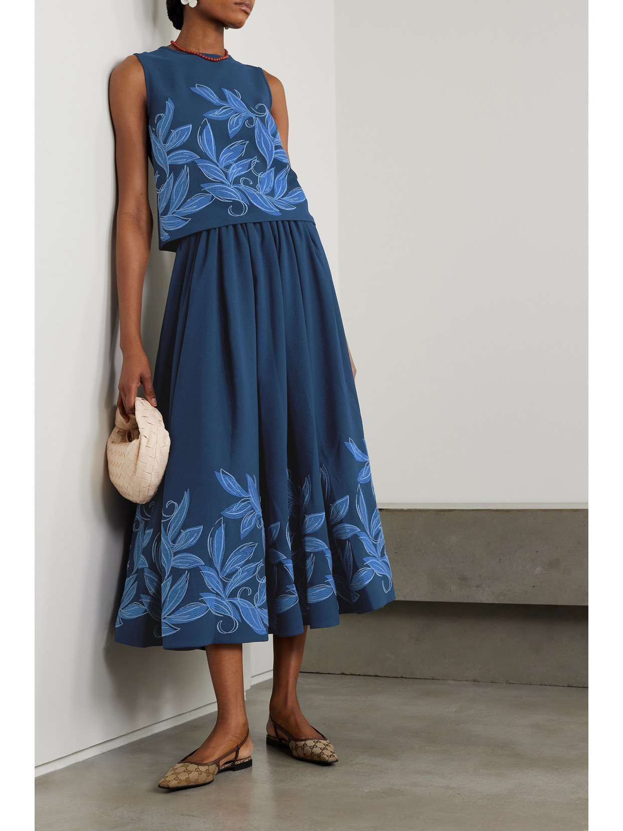 + Net Sustain Vanessa Embroidered Crepe Midi