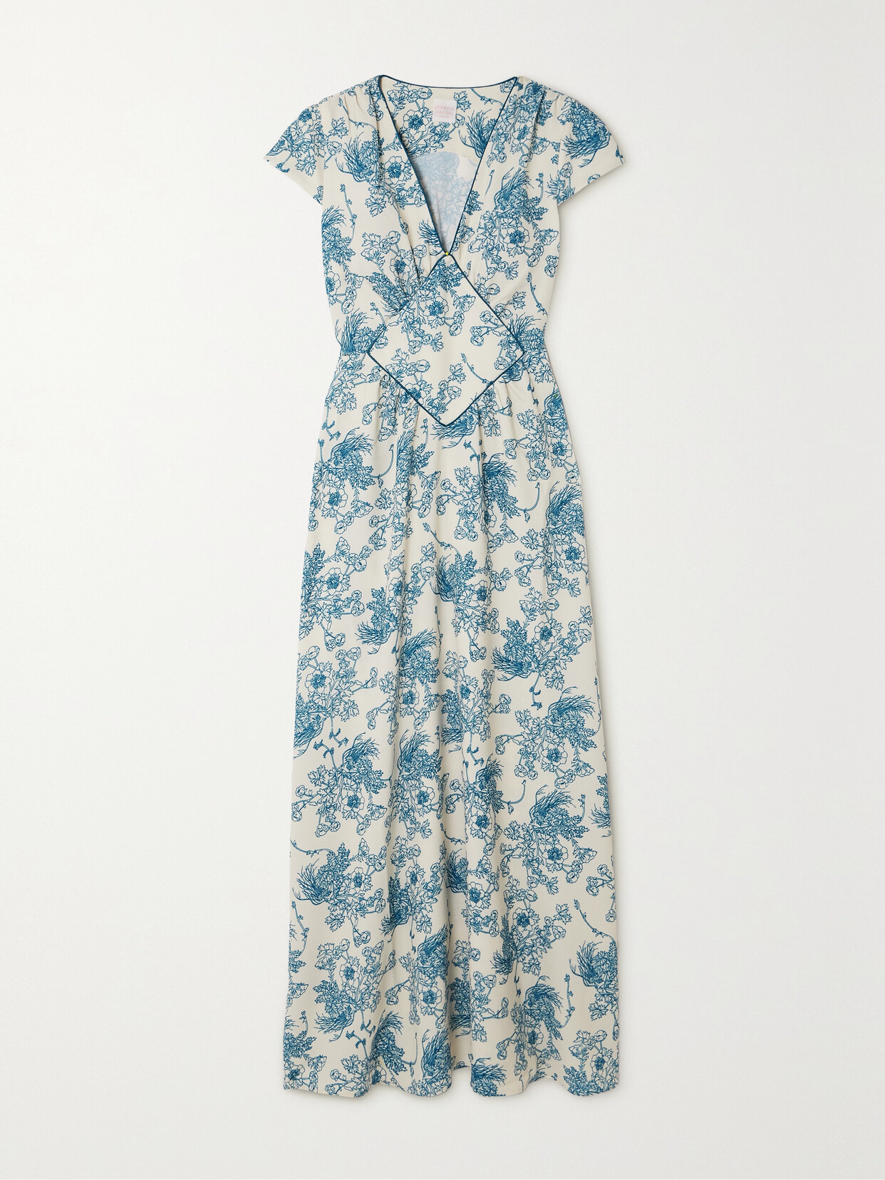 Loretta Caponi + Net Sustain Diva Gathered Floral-print Crepe Midi Dress In Blue