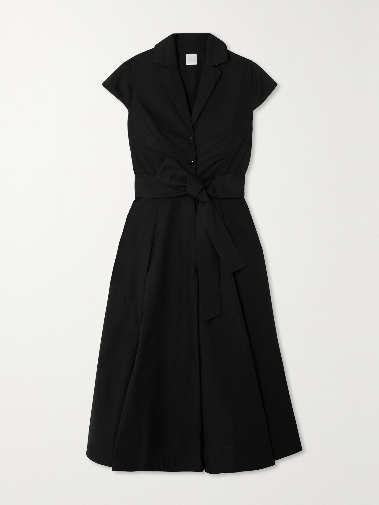 Loretta Caponi + Net Sustain Zoe Belted Cotton-poplin Midi Dress In Black