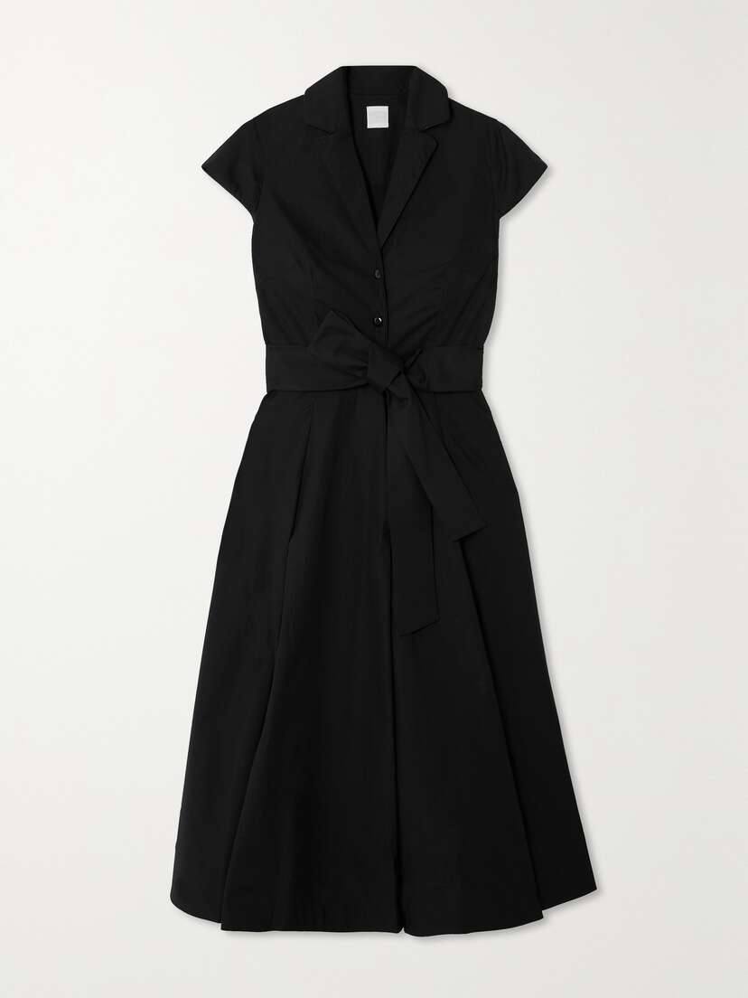 Loretta Caponi + Net Sustain Zoe Belted Cotton-poplin Midi Dress