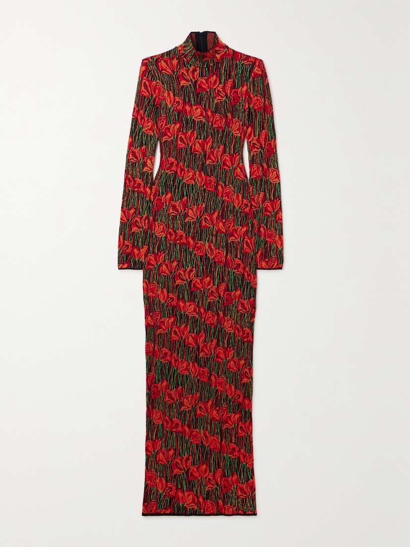 PUCCI Open-back Jacquard-knit Turtleneck Maxi Dress