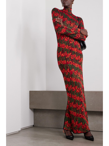 Pucci Open-back jacquard-knit turtleneck maxi dress
