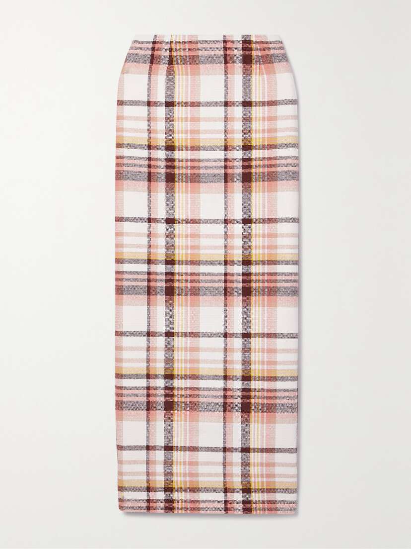 Zimmermann Matchmaker Checked Linen And Cotton-blend Midi Skirt