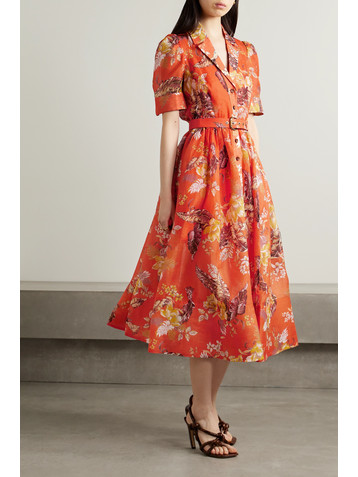 Zimmermann Matchmaker belted floral-print linen and silk-blend midi dress