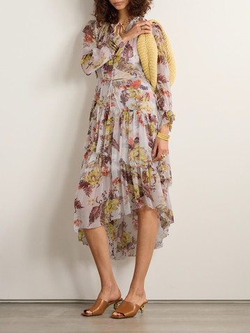 Zimmermann + NET SUSTAIN Matchmaker asymmetric floral-print chiffon midi dress