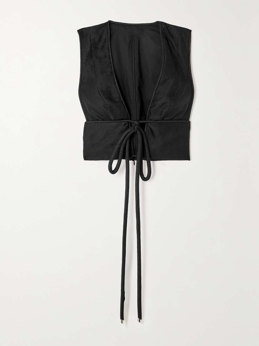 Zimmermann Matchmaker Cropped Tie-detailed Linen And Silk-blend Top