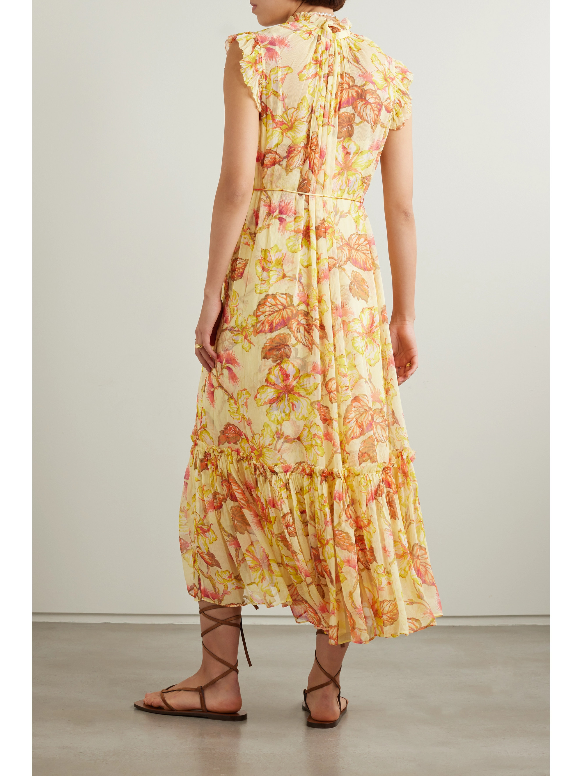 Zimmermann + NET SUSTAIN Matchmaker tiered floral-print crepon midi dress thumbnail